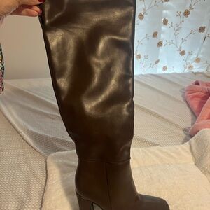 Monrow Dark Brown Over the Knee Boots